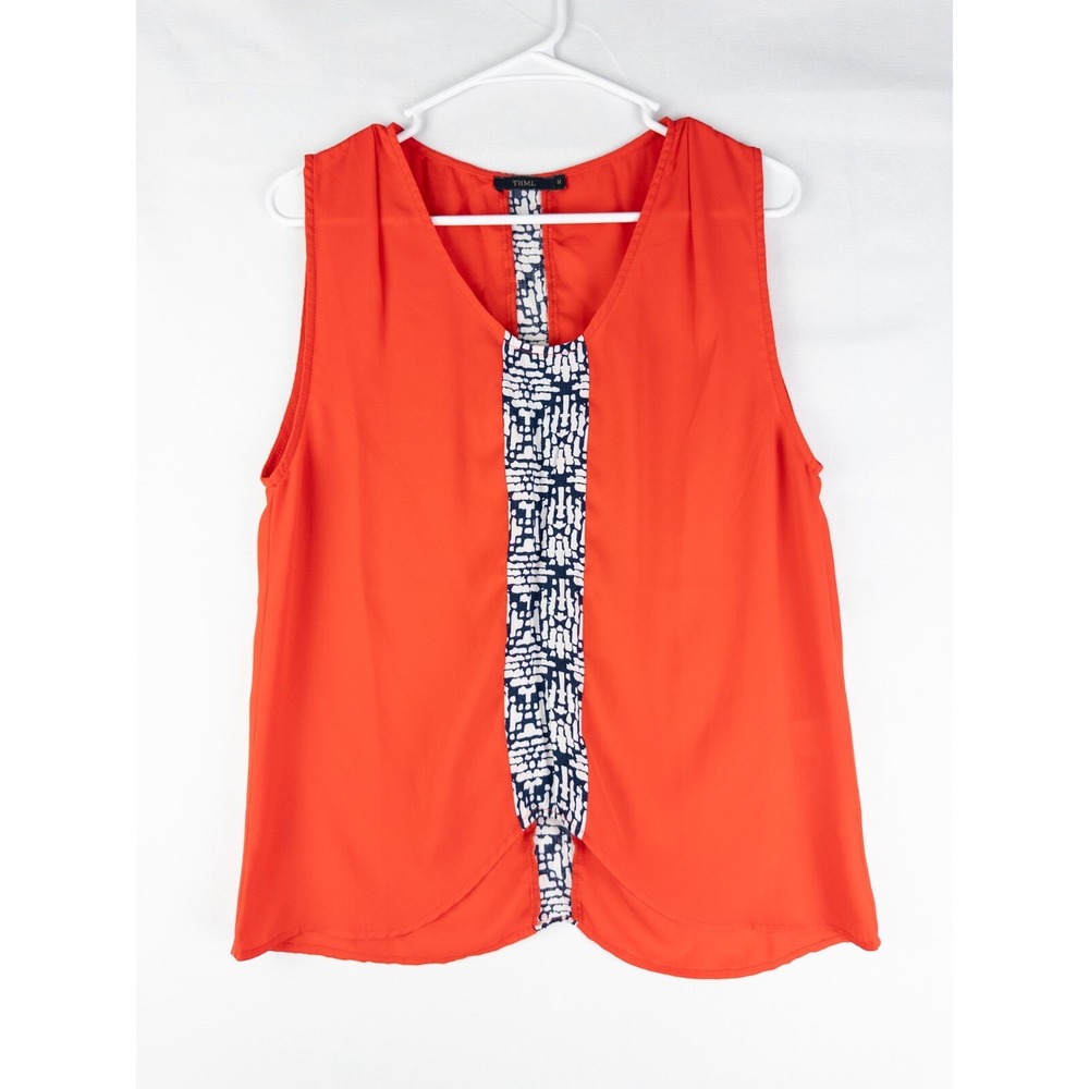 Anthropologie‎ THML Blouse Womens Medium Orange Boho Sleeveless V Neck